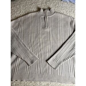 Wilke rodriguez Ribbed mens Sweater Size XL Beige Ribbed  1/4 Zip‎ mock neck